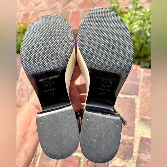 Luxurious Chanel Colorblock Leather Platforms 37 Authentic Damaged - Picture 10 of 13